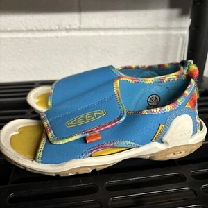 New KEEN Unisex-Child Knotch River Open Toe Sandal Tie Dye/Vivid Blue Sz 6 Kids - Picture 1 of 5