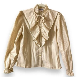 Vintage 70s Spare Parts Retro Peasant Cottagecore Striped Blouse Size Medium - Picture 1 of 8