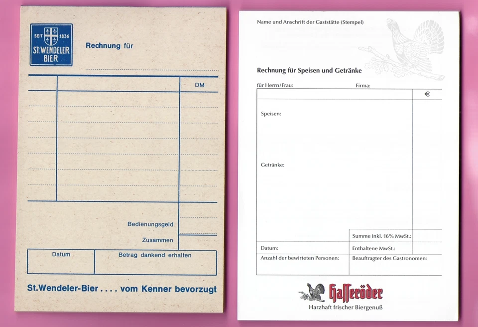 Brauerei Kellnerblock - Rechnung - St Wendler Bier & Hasseröder Brauerei - Bild 1 von 1