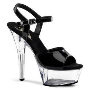 Black Clear Platform Stiletto High Heels Mens Crossdresser Drag Queen Shoes - Picture 1 of 9