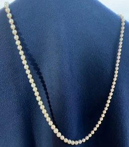 Vintage Genuine Pearl Necklace Graduated Size, 26”, Filigree Gold Clasp - Picture 1 of 3
