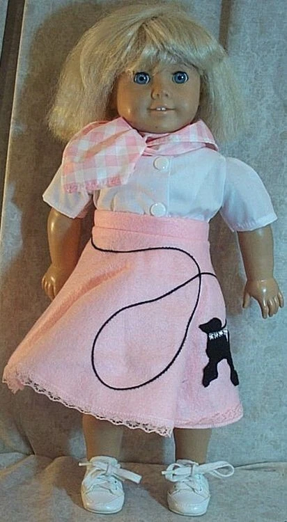 Ropa para muñeca hecha 2 calces niña 18" en falda caniche blusa blanca bufanda 3 piezas Foto 1 de 1