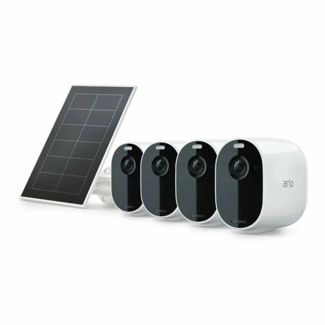 4 Pack Arlo Essential Wireless Spotlight Security Cameras + 1 Solar Panel, NEW - Image 1 of 1