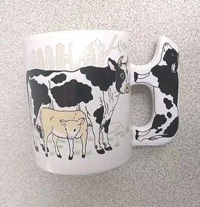 Vintage Cow with Calf Coffee Mug / Cup with a Cow Shaped Handle 12 oz - Picture 1 of 6