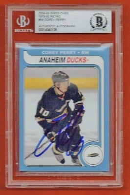 2008-09 O-Pee-Chee Retro 59 Corey Perry Signed BAS Auto Ducks OPC Set Break - Image 1 of 3