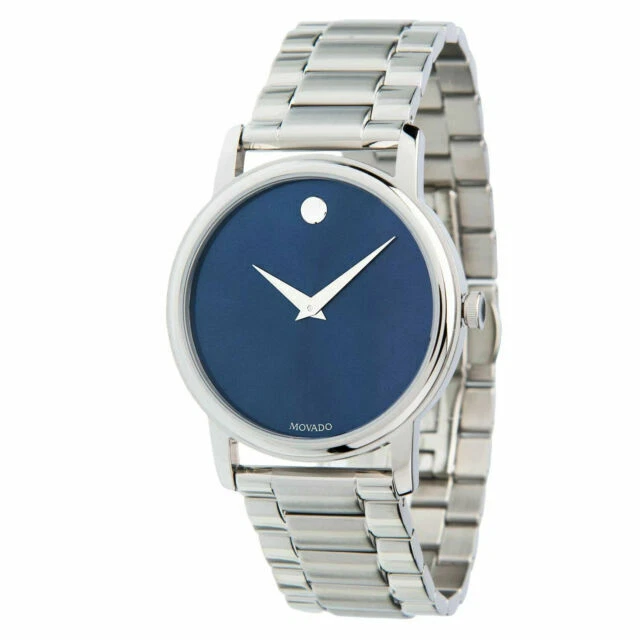 Movado Classic Museum 2100015 Men Navy Blue Dial Stainless Steel Watch