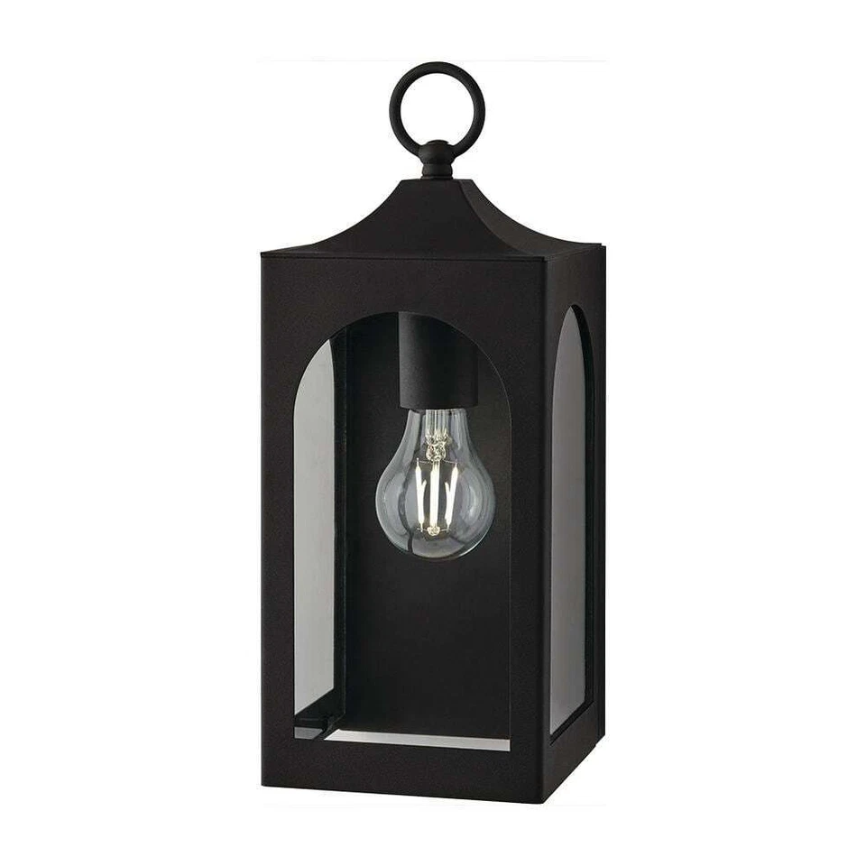 Hampton Bay Tremont 1-Light Black Outdoor Wall Light Fixture with Clear Glass Foto 1 de 4
