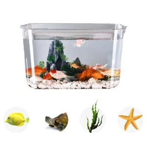 Desktop Goldfish Bowl Tabletop Fish Tank Water Plant Tank Home Office Decor - Picture 1 of 13