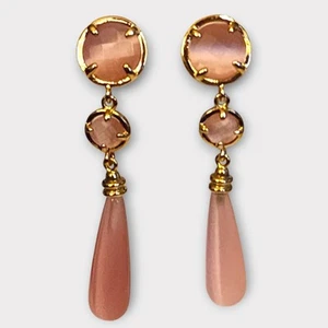 KENNETH JAY LANE KJL PINK RESIN 22K GOLD-PLATED TEARDROP EARRINGS - Picture 1 of 4