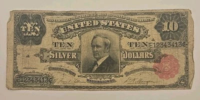 1891 $10 TEN DOLLARS “TOMBSTONE” SILVER CERTIFICATE CURRENCY NOTE - Image 1 of 4