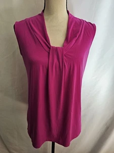 Dana Buchman Blouse Women’s Sleeveless Magenta Drape Neck Top Size Small - Picture 1 of 7