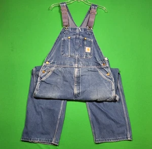 Vintage Carhartt Herren 38x29 Blau Denim Carpenter Latzhose Made In USA 90s - Bild 1 von 23