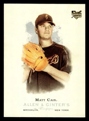 Tarjeta de novato 2006 Topps Allen & Ginter #255 Matt Cain Gigantes de San Francisco Foto 1 de 2