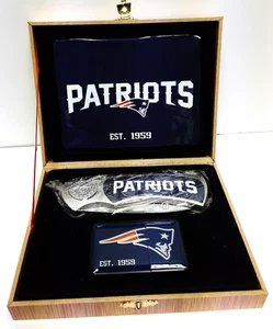 New England Patriots NFL football team logo knife/ lighter set w/ box - Picture 1 of 3