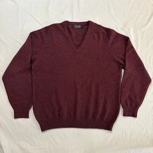 Vtg Brooks Brothers Lambswool Sweater Men L Maroon V-Neck Made in Great Britain - Picture 1 of 9