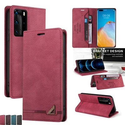 Leather Flip Shockproof RFID Wallet Case For Huawei Honor 50 Lite 9x P40 Pro P30 - Image 1 of 4