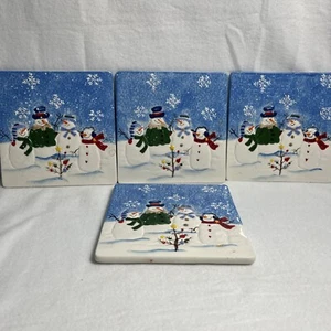 4- St. Nicholas Square Button Up Snowman Family Trivet/Hot Plate 7"×7" - Picture 1 of 12