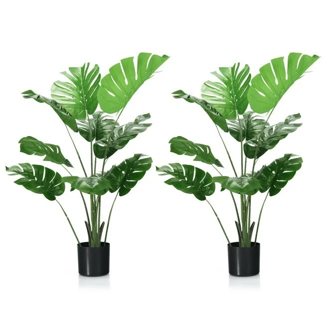 Costway 2 Pack Artificial Monstera Deliciosa Plant 4FT Fake Tree Indoor Outdoor