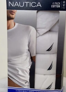 Nautica ~ Men's 4-Pack T-Shirts Crew Neck Undershirts White ~ Small - Picture 1 of 4