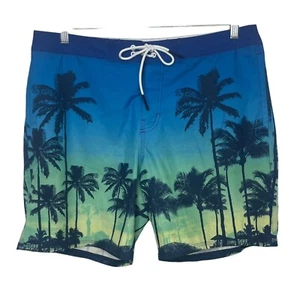 American Eagle Outfitters Swim Trunks Mens Large Blue Tropical Palm Trees - Picture 1 of 9