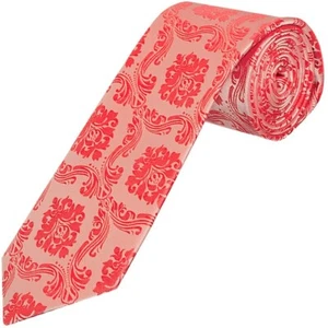 Coral Pink Paisley Classic Men's Tie Regular Tie Normal Tie Wedding Tie - Picture 1 of 3