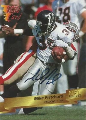 Mike Pritchard Autographed Collectible Card WILD CARD 1993 #105 - Image 1 of 2