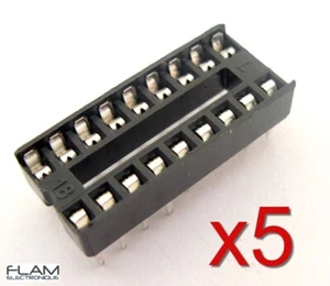 5x Support socket pour circuit intégré 18 broches DIP - 18 pins support for IC - Foto 1 di 7