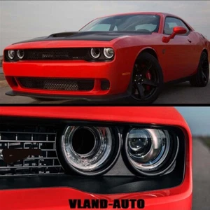 2015-2022 VLAND Projector Headlights For Dodge Challenger LED Halo Front Lamps - Picture 1 of 16