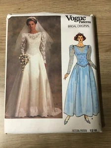 Vintage 1985 Vogue Bridal Original Sewing Pattern #1519, Size 10 - Picture 1 of 2