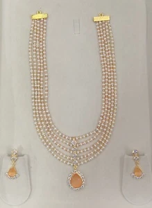 Multi Layered Summer Color Pearl Beaded cubic zirconia Necklace For Women - Picture 1 of 5