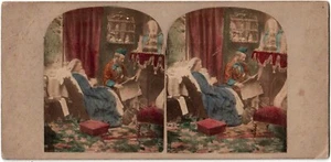 Genre.Five Weeks after Marriage.Photo Stereo.Albumen Stereoview.1860 by Elliott. - Picture 1 of 3
