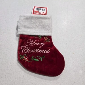 MINI Embroidered Dark Red "Merry Christmas" Stocking by Home For The Holidays - Picture 1 of 3