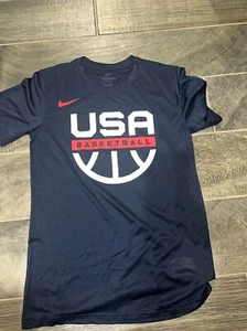 Nike Dri Fit USA Basketball Warm Up Team Issue Shirt Size Small S Blue - Picture 1 of 5