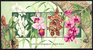 Orchids High Values minisheet ,Joint Issue with Singapore (1998). Superb MNH - Bild 1 von 1