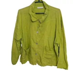 Bryn Walker | Chaqueta Cárdigan Verde Brillante Botón Delantero Lino Talla L - Imagen 1 de 8