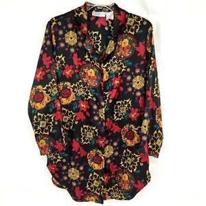 Susan Gail Vintage Floral Jewel Colored Night Shirt Nightgown Size Medium - Picture 1 of 4