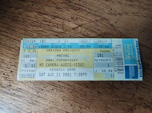NSYNC Unused Concert Ticket from August 11, 2001 Georgia Dome PopOdyssey *NSYNC - Picture 1 of 5