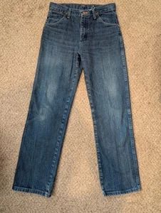 Wrangler 13MWZ Jeans Boys 16 Reg Blue Straight Cowboy Cut Adjustable Waist Denim - Picture 1 of 12