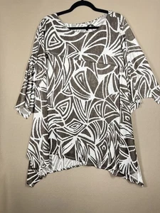 IC by Connie K Blouse Cold Shoulder Layered Tunic Top Size 2XL Boho Lagenlook - Picture 1 of 13