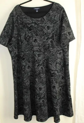 全新 Lands End 尺寸 3X 羊绒天鹅绒华丽套衫 A 字裙黑色 — 第 1/4 张图片