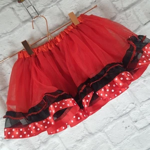 Polka Dot Tutu Mini Skirt Sequin Ruffles Kids Medium Minnie Mouse Costume Bottom - Picture 1 of 4