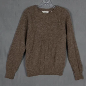 Buck Mason Sweater Mens Medium Brown Shaggy Baby Alpaca Saddle Crew Preppy - Picture 1 of 14