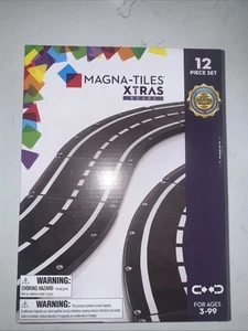 MAGNA-TILES XTRAS: Roads 12 Piece Magnetic Construction Set, The ORIGINAL Brand - Picture 1 of 6