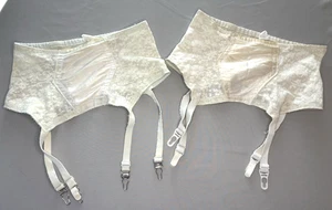 Lote de 2 ligueros vintage de encaje elástico marfil años 50 para mujer 24" - Imagen 1 de 5