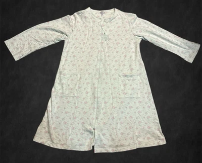 Bata Abrigo Casa Miss Elaine Cremallera Completa Plumero Verde Claro Floral Talla L Foto 1 de 4