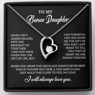 To My Bonus Daughter Necklace, Gift for Bonus Daughter, Step Daughter Birthday - Image 1 of 3