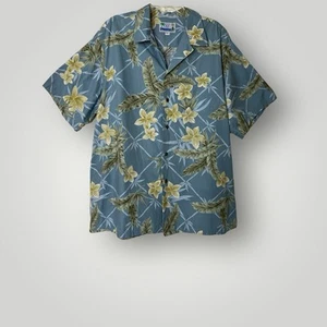 RJC Men's Hawaiian Button Up Shirt 2XL Light Blue Floral Short Sleeve Hawaii - Picture 1 of 5