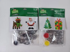 Christmas Suncatchers (plastic) Christmas Crafts Lot of 2 - Makes 4 Pieces - Picture 1 of 5