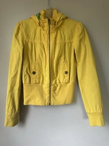 Tulle Anthropologie Yellow Jacket Removable Hood Cotton Green Lining Boho Sz XS - Picture 1 of 8