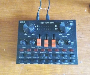 V8S The Sound Card Machine MIC VOL,REVERB VOL,BASS,TREBLE,TAPE, MUSIC + - Afbeelding 1 van 1